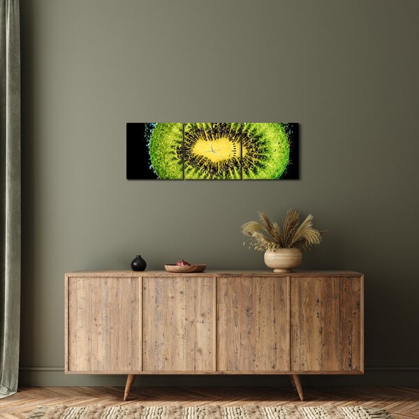 Tablou - detailu cu kiwi în apă (cu ceas) (90x30 cm)
