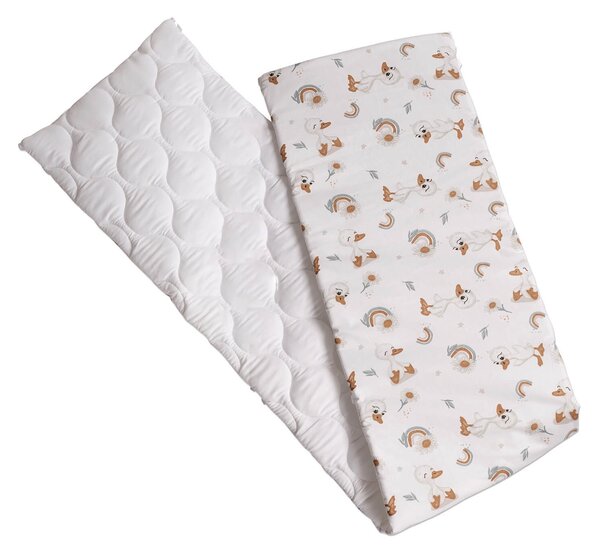 Set lenjerie matlasata 5 piese Kidizi Ducky, include perna, plapumioara, cearceaf si 2 aparatori, culoare alb