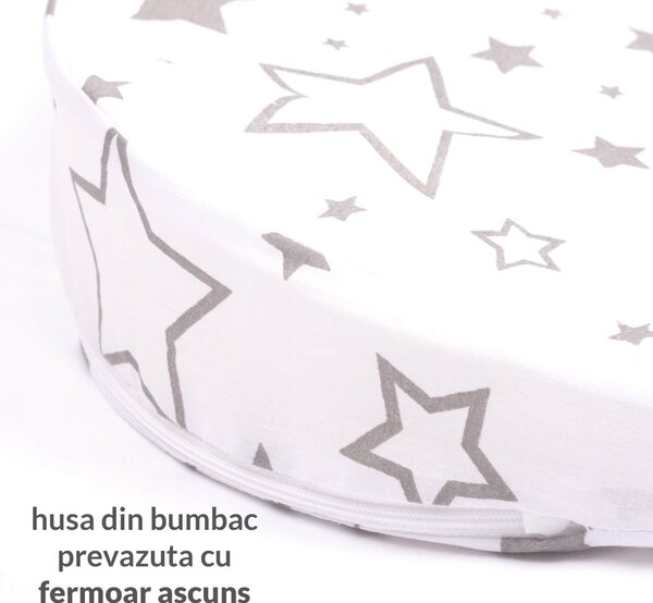 Perna antireflux pentru landou cu husa bumbac detasabila Kidizi Galaxy Grey, model universal