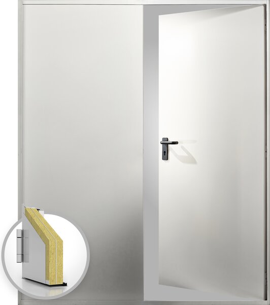Usa metalica dubla blat 60 mm intrare secundara RAL 9001 - Crem - Usa dubla multifunctionala otel