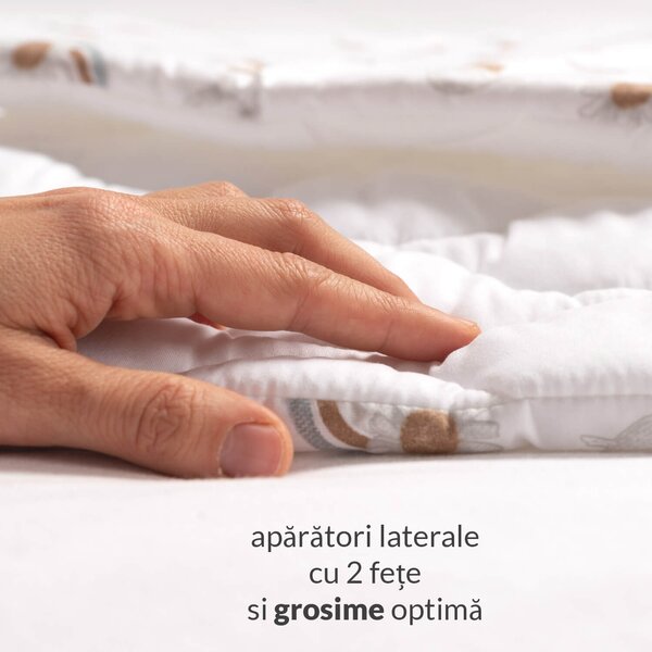 Set lenjerie matlasata 5 piese Kidizi Ducky, include perna, plapumioara, cearceaf si 2 aparatori, culoare alb