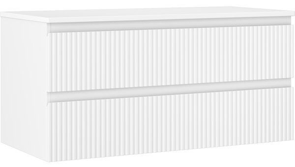Mexen Rivel, mobilier de baie 100 cm cu blat, 2 sertare, canelat, alb mat, 91A20-10047-2-BFFC01