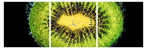 Tablou - detailu cu kiwi în apă (cu ceas) (90x30 cm)