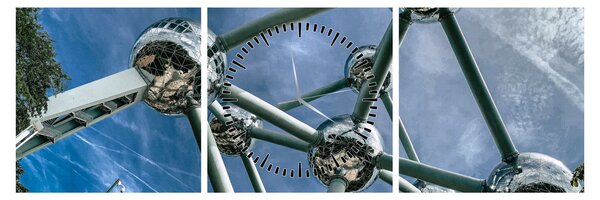 Tablou - atomium la Bruxelles (cu ceas) (90x30 cm)