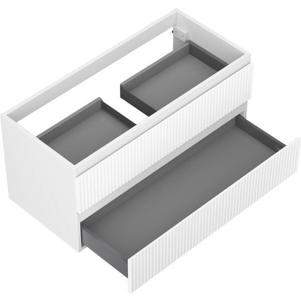 Mexen Rivel, mobilier baie 100 cm, 2 sertare, canelat, alb mat, 91A20-10047-2-BFF01