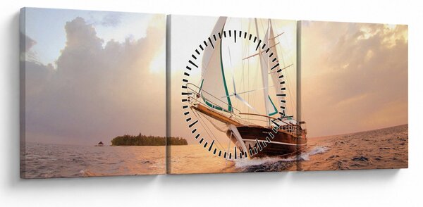 Tablou cu iaht (cu ceas) (90x30 cm)
