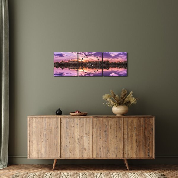 Tablou cu cerul violet (cu ceas) (90x30 cm)