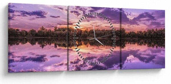 Tablou cu cerul violet (cu ceas) (90x30 cm)