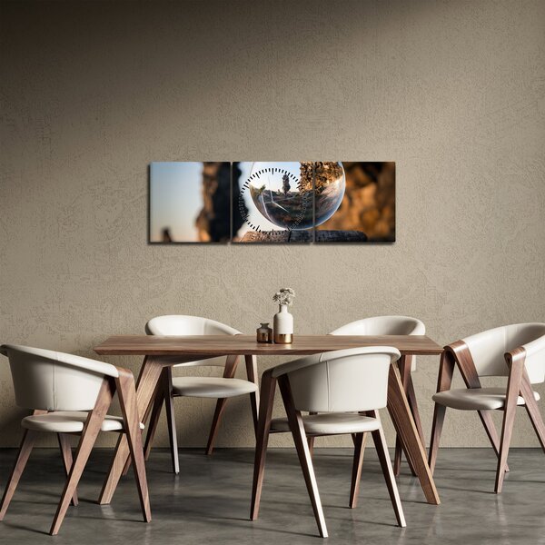 Tablou cu lupa și peisaj (cu ceas) (90x30 cm)