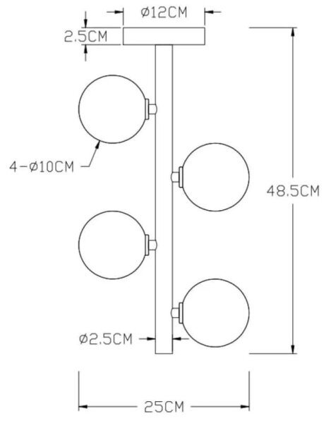 Lustră pe tijă Lucide 45174/04/02 TYCHO 4xG9/28W/230V auriu
