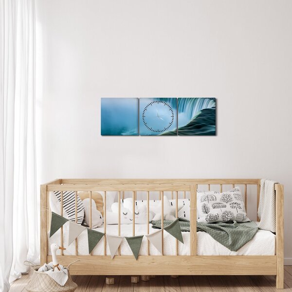 Tablou cu cascadele (cu ceas) (90x30 cm)