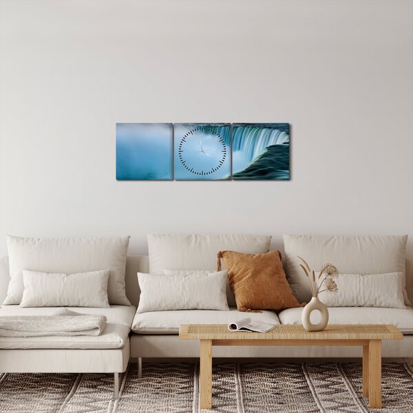 Tablou cu cascadele (cu ceas) (90x30 cm)
