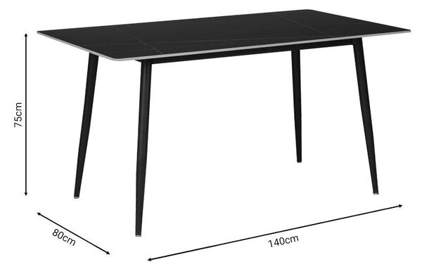 Masa Gustas, marmura, neagra, 140x80x75 cm