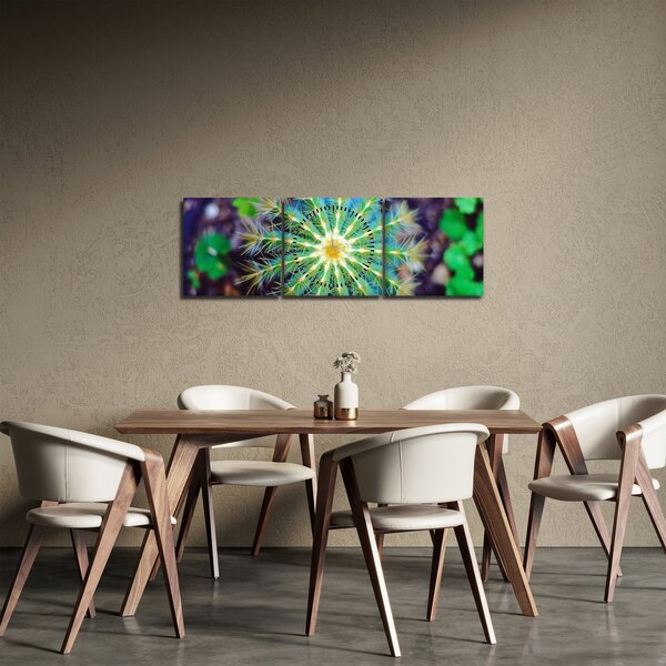 Tablou cu cactus (cu ceas) (90x30 cm)