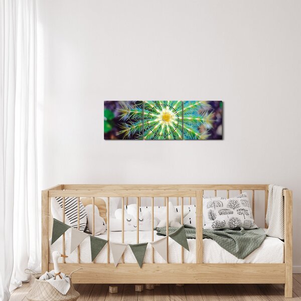 Tablou cu cactus (cu ceas) (90x30 cm)