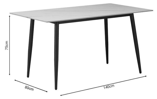 Masa Gustas, marmura, neagra, 140x80x75 cm