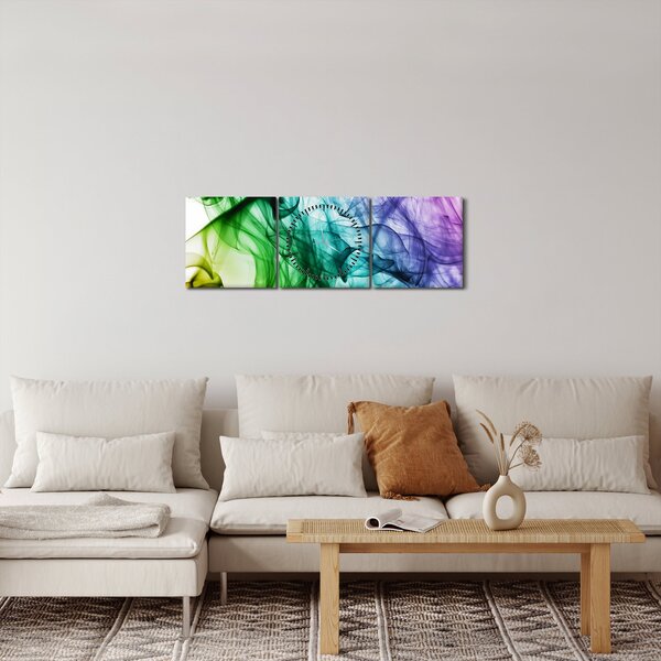 Tablou - fum colorat (cu ceas) (90x30 cm)