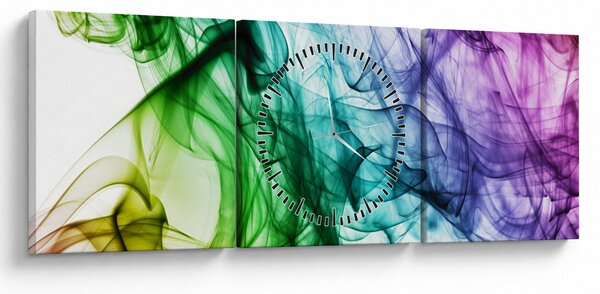 Tablou - fum colorat (cu ceas) (90x30 cm)