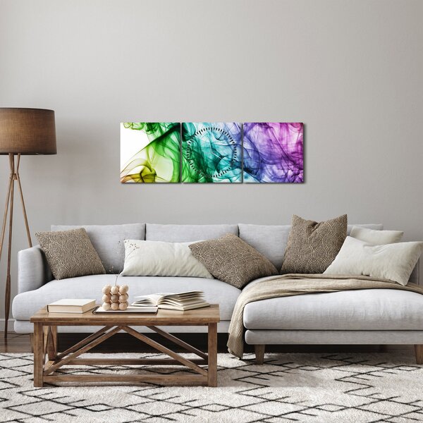 Tablou - fum colorat (cu ceas) (90x30 cm)