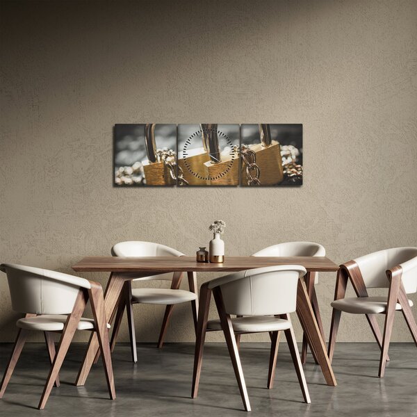 Tablou cu două cetăți (cu ceas) (90x30 cm)