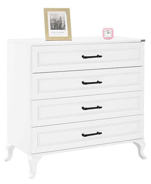 Comoda Adore Country, 4 sertare, Alb, 90x89x45 cm