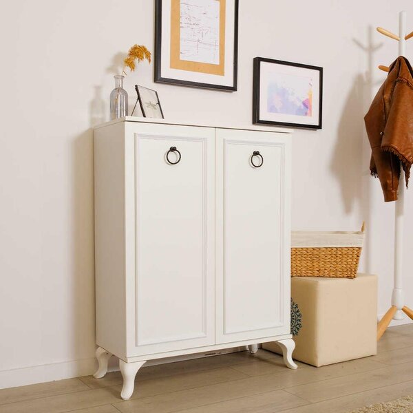 Dulap Pantofi Adore Country, 2 usi Lake Alb, 5 rafturi, 80x108x34 cm