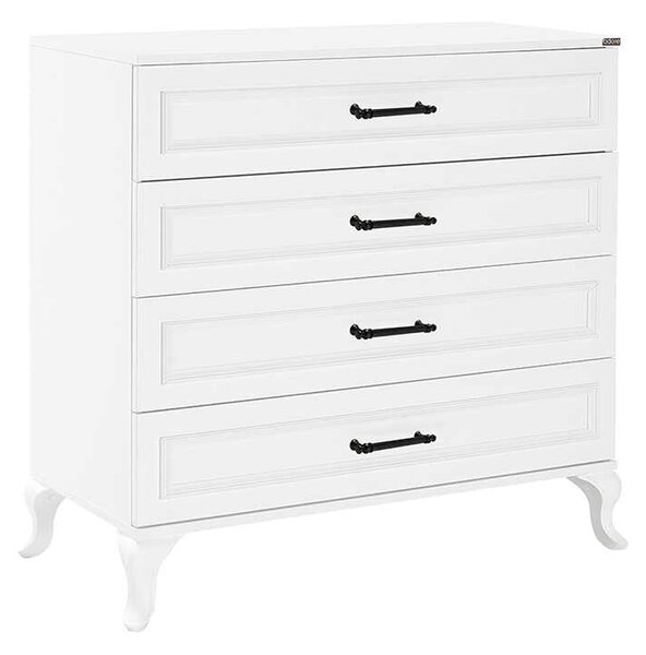 Comoda Adore Country, 4 sertare, Alb, 90x89x45 cm