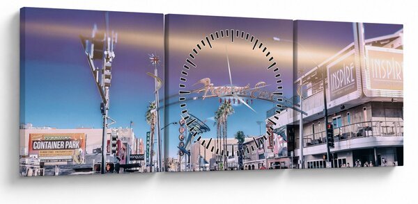 Tablou cu strada în Las Vegas (cu ceas) (90x30 cm)