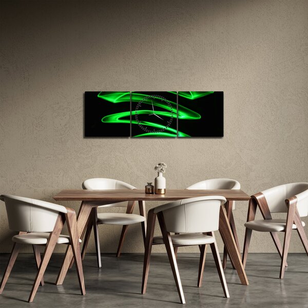 Tablou - valuri neon (cu ceas) (90x30 cm)