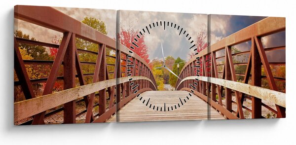Tablou - pod din lemn (cu ceas) (90x30 cm)