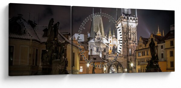 Tablou cu Poarta de pulbere iluminată (cu ceas) (90x30 cm)