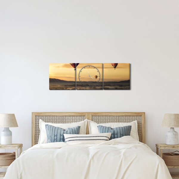 Tablou cu baloane zburând (cu ceas) (90x30 cm)