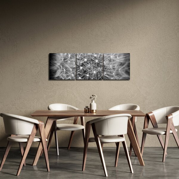 Tablou păpădie gri (cu ceas) (90x30 cm)