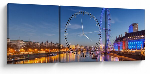 Tablou London Eye (cu ceas) (90x30 cm)