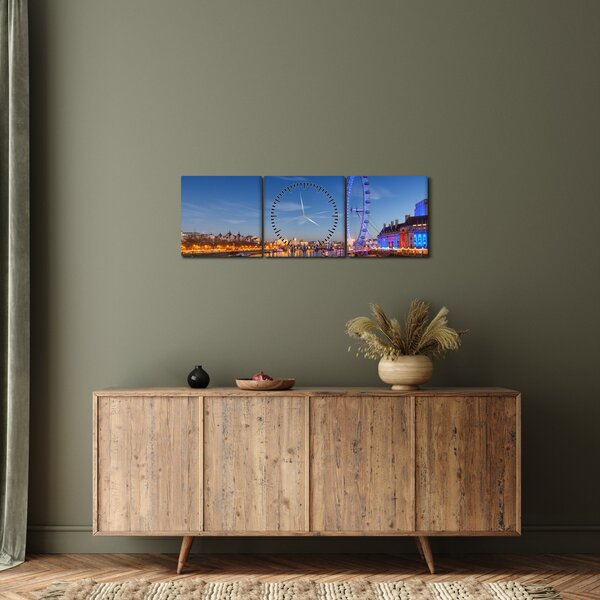 Tablou London Eye (cu ceas) (90x30 cm)
