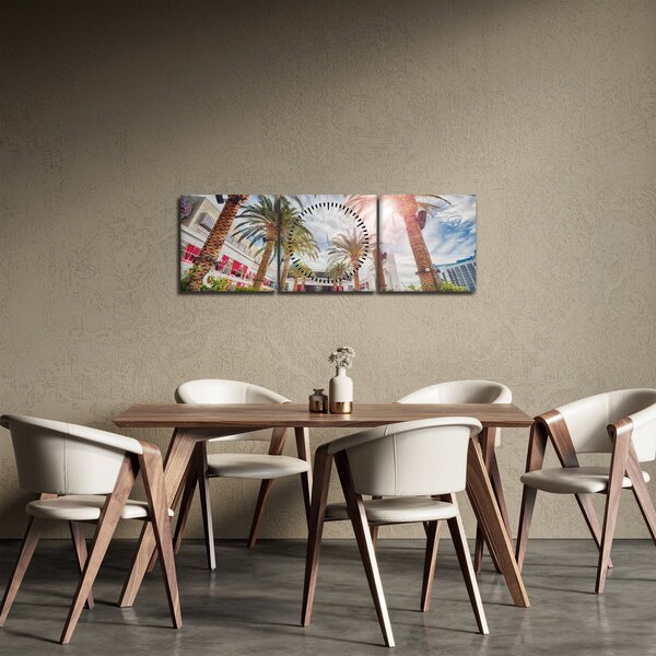 Tablou - palmier cu bazin (cu ceas) (90x30 cm)