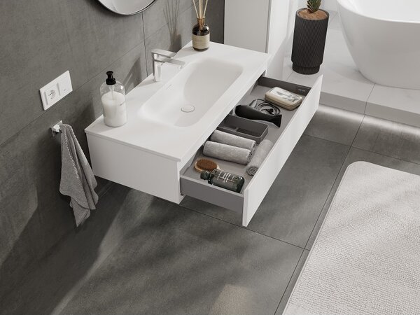 Mexen Orio, mobilier de baie 100 cm cu lavoar Vela, 1 sertar, alb mat, 91A10-10023-1-BF01-W23M01