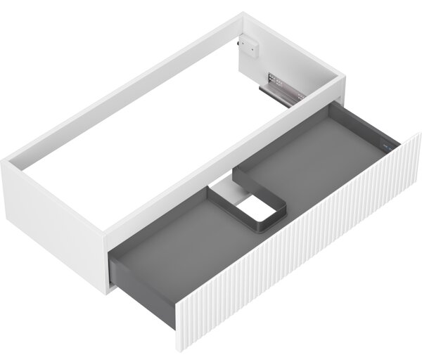 Mexen Rivel, mobilier baie 100 cm, 1 sertar, canelat, alb mat, 91A20-10023-1-BF01