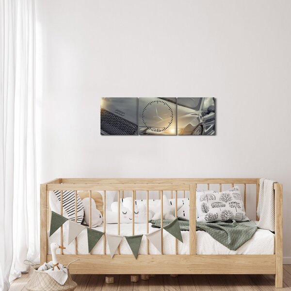 Tablou cu Audi - gri (cu ceas) (90x30 cm)