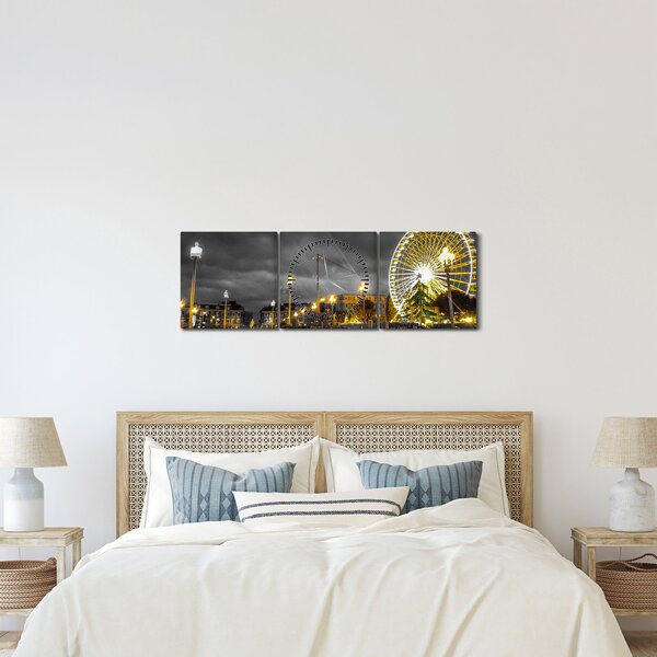 Tablou carusel în amurg (cu ceas) (90x30 cm)