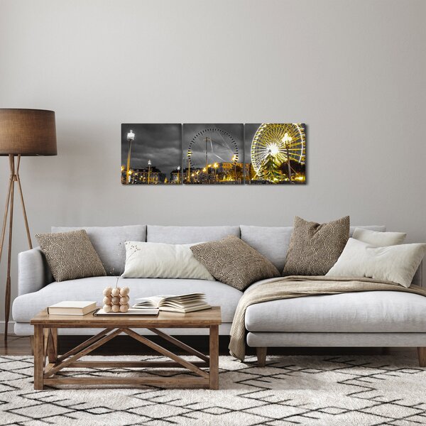 Tablou carusel în amurg (cu ceas) (90x30 cm)