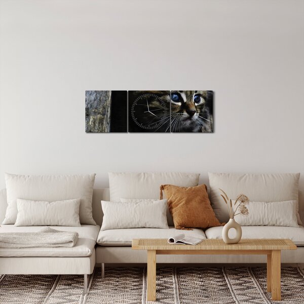 Tablou cu pisicuța (cu ceas) (90x30 cm)