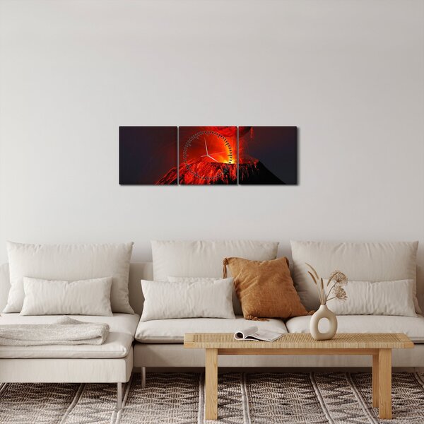Tablou cu vulcan (cu ceas) (90x30 cm)