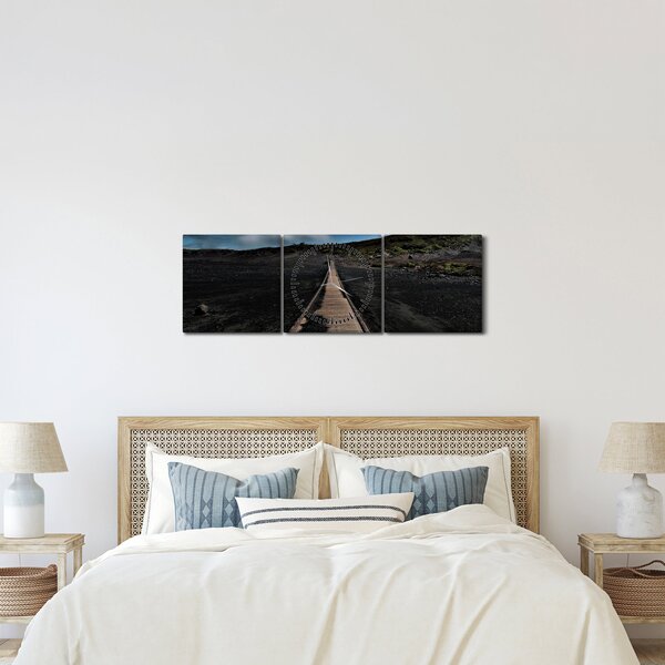 Tablou drumul de lemn în amurg (cu ceas) (90x30 cm)