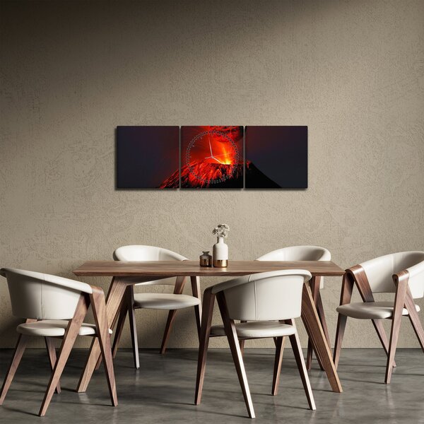 Tablou cu vulcan (cu ceas) (90x30 cm)