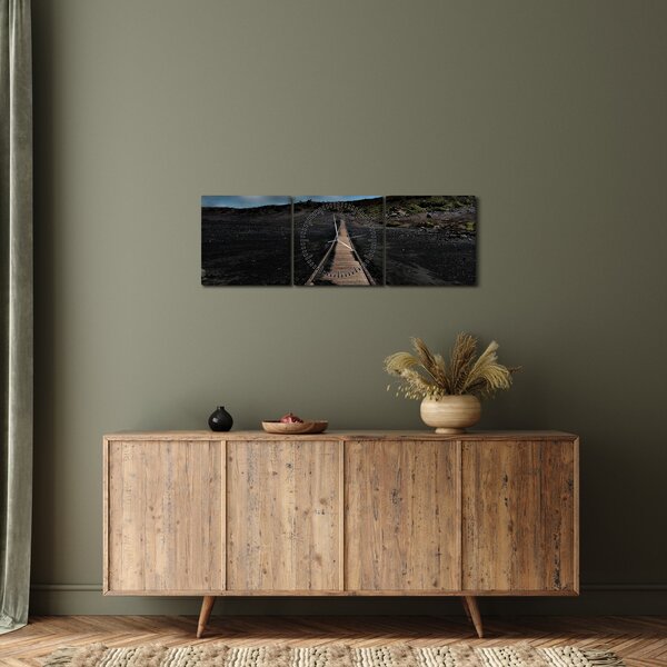 Tablou drumul de lemn în amurg (cu ceas) (90x30 cm)
