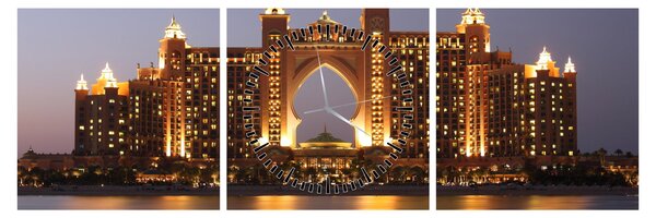 Tablou construcției în Dubai (cu ceas) (90x30 cm)
