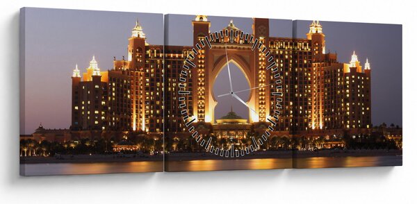 Tablou construcției în Dubai (cu ceas) (90x30 cm)
