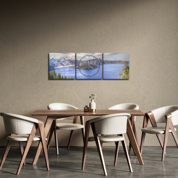Tablou lacul montan (cu ceas) (90x30 cm)