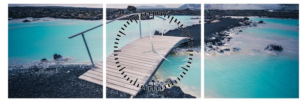 Tablou cu pod din lemn (cu ceas) (90x30 cm)